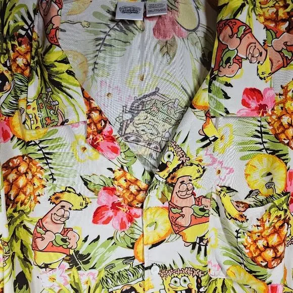 Nickelodeon SpongeBob SquarePants Men's Rayon Button Down Shirt XXL - Picture 2 of 12
